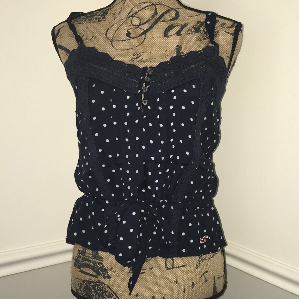 Hollister spaghetti top blue and white medium